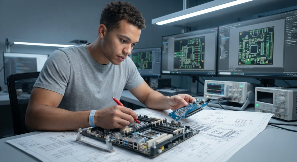 Una sólida metodología de prueba de ingeniería inversa del dibujo del diseño de una PCB no debería limitarse a comprobar si la placa de circuito impreso recreada tiene un aspecto similar al original. El verdadero objetivo es verificar si los documentos de ingeniería obtenidos mediante ingeniería inversa describen con precisión las características eléctricas y físicas de la PCB original. Un proceso completo de validación normalmente incluye el diagrama esquemático, el archivo de diseño de la PCB, el archivo Gerber, la lista BOM (Bill of Materials) y la netlist. Estos documentos están interconectados, por lo que un error en uno de ellos puede provocar inconsistencias en los demás. Por ejemplo, una huella de componente (footprint) incorrecta en el archivo de la PCB puede no ser evidente en el diagrama esquemático, pero puede provocar problemas durante el ensamblaje. Por lo tanto, la metodología de pruebas debe incluir tanto la comparación entre documentos como la verificación de la PCB original frente a la documentación correspondiente.