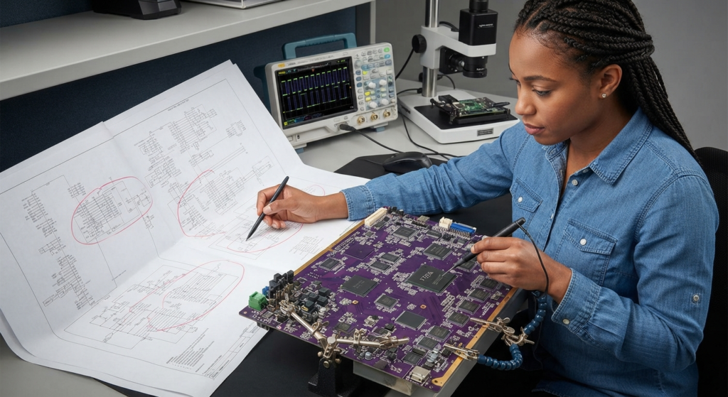 Printed circuit board reverse engineering assemble faulty doit être considéré comme un problème d'ingénierie traçable plutôt que comme un simple défaut d'assemblage. Un processus de correction fiable remonte à partir de la PCB assemblée défectueuse, en examinant successivement les joints de soudure, le placement des composants, les données de fabrication de la PCB, le fichier Gerber, le fichier CAO, le dessin du routage et enfin la PCB d'origine. En vérifiant systématiquement chaque étape, les ingénieurs peuvent déterminer si le problème provient de l'assemblage, de la fabrication ou d'une erreur dans le processus de rétro-ingénierie de la PCB. Une fois la cause fondamentale confirmée, la conception peut être corrigée, reproduite et validée au moyen d'un nouveau prototype avant de poursuivre la production.