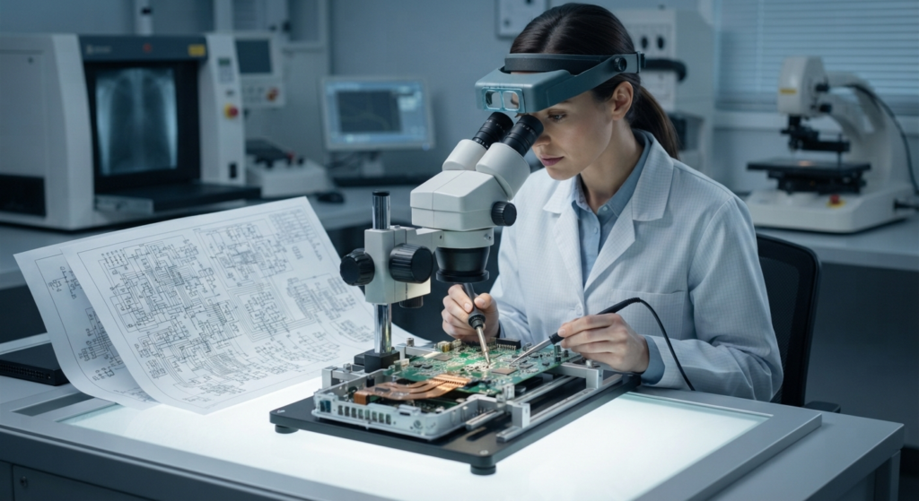 Se as medições revelarem desvios, os engenheiros poderão rastrear o problema até a placa PCB, aos dados Gerber, à configuração das camadas, aos parâmetros dos materiais, à reconstrução do layout ou à seleção dos componentes e, em seguida, modificar, restaurar ou reproduzir o projeto afetado. Consequentemente, a precisão dos testes de engenharia reversa de PCB é melhor alcançada por meio da comparação de documentos específicos para cada aplicação, da análise de impedância controlada, da validação de protótipos e de testes funcionais, em vez de depender exclusivamente da semelhança visual.