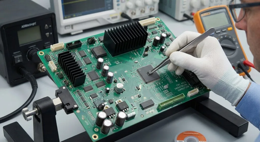 تُعد SERVO amplifier PCB board تجميعة إلكترونية متطورة مصممة للتحكم في محركات السيرفو من خلال تنظيم التيار والجهد والسرعة والموضع وعزم الدوران. عندما تصبح اللوحة الأصلية قديمة أو تالفة أو غير متوفرة أو يصعب الحصول عليها، يمكن استخدام الهندسة العكسية من أجل clone, copy, replicate, duplicate, restore, recover, refurbish, أو rework للتصميم الأصلي، وذلك وفقًا لهدف المشروع. يبدأ مشروع الهندسة العكسية الاحترافي عادةً بفحص اللوحة الفعلية وإعادة بناء schematic diagram الخاص بها، والذي يوضح العلاقات الكهربائية بين المكونات والدوائر الوظيفية. كما يقوم المهندسون بإعداد BOM list لتحديد أنواع المكونات ومواصفاتها وكمياتها وأرقام الأجزاء الخاصة بالشركة المصنعة. ولأغراض تصنيع PCB، يمكن إنشاء Gerber file المطلوب لوصف طبقات النحاس، وأقنعة اللحام، وطبقات الطباعة الحريرية، وحدود اللوحة. ويوفر netlist معلومات تفصيلية حول التوصيلات الكهربائية، بينما يوثق layout drawing الترتيب الفعلي للمكونات ومسارات PCB. بالإضافة إلى ذلك، يمكن أن يوفر pick&place orientation file إحداثيات المكونات واتجاهاتها المطلوبة لعملية التجميع الآلي بتقنية SMT. تعمل هذه العناصر الهندسية معًا لإعادة إنتاج SERVO amplifier PCB board الأصلية بدقة، كما توفر الأساس التقني لأعمال التصنيع والصيانة والإصلاح المستقبلية.