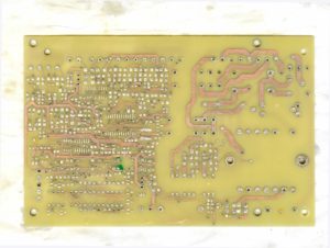 top side of PCB after scrub off the solder mask from printed circuit board which going to be reverse engineered