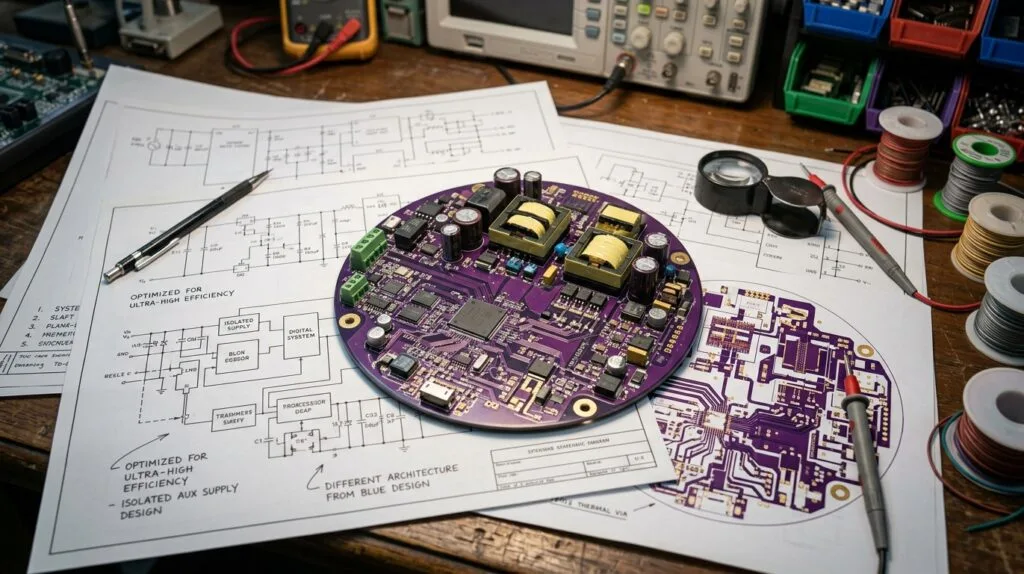 rder matters — a wrong value here destroys silicon:
Document the board: both sides photographed, revision marks, date codes and coating.
Image or de-layer the copper; extract the netlist layer by layer.
Identify every active device, beginning with the controller and gate drivers.
Rebuild the schematic by continuity measurement, separating measured from inferred values.
Power the board on an isolation transformer; record start-up, steady-state and fault waveforms.
Verify the rebuilt design under load and at temperature extremes before releasing data.
Steps two and four carry the accuracy, and dominate the true cost of a PCB reverse engineering project — not the drawing, but the confidence behind each value.