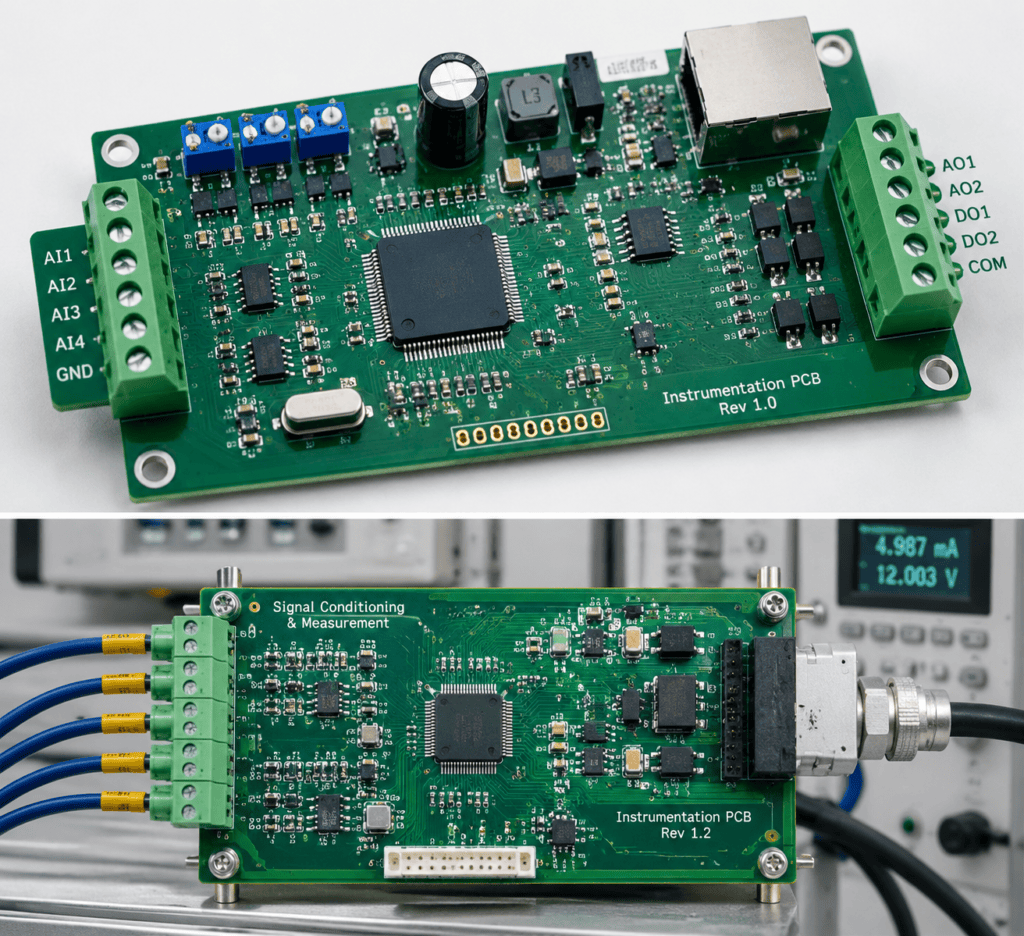 Our team at Circuit Engineering Company Limited works on industrial instrumentation of this kind, recovered from the physical board and delivered as editable data the client owns — netlist, schematic, fabrication data and a bill of materials. Netlist work benefits from a disciplined reverse engineering software flow, and the analog section is documented through schematic recovery so the next technician inherits reasoning rather than guesswork, alongside the wider industrial board family. Instrument front ends fail quietly: a drift of a few counts, a channel that reads low when the cabinet warms. Measure the barrier, the gain and the reference in that order, and PCB reverse engineering gives the instrument a documented analog path again — one that can be calibrated instead of merely replaced.